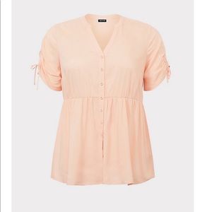 NWT Torrid Challis Babydoll Top w  Arm Ties 1X 14